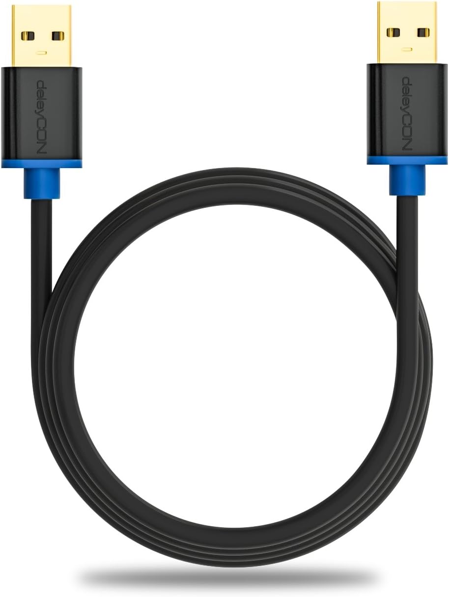 deleyCON 1.5m (4.92 ft.) USB 3.0 Super Speed Data Cable - USB A (Male) to USB A (Male) Transfer Rates up to 5Gbit/s - Black - Image 5