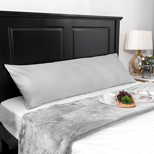 Silver Grey Body Pillow Cover 100 Long Staple Cotton 300 Thread Count