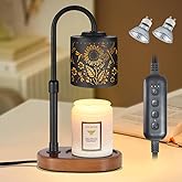 Dimmable Candle Warmer Lamp with Timer Adjustable Height for Scented Jar Candles Electric Candle Wax Melt Warmer for Home Decor Christmas Birthday Gifts for Women Mom(Sunflower+Dragonfly)