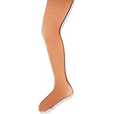 Capezio Girls' Ultra Soft Self Knit Waistband Tight,Dark Suntan, One Size (2-6)
