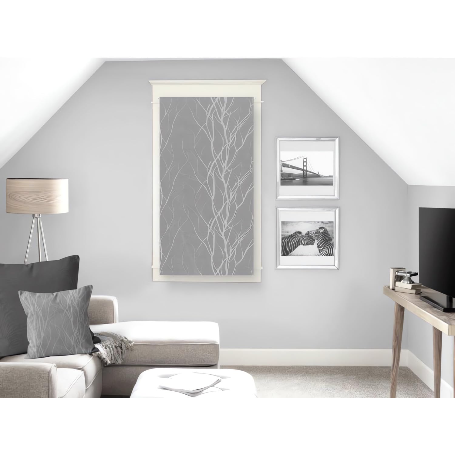 Soleil d'ocre "Liane Net Curtain Polyester Grey 45 x 90 cm