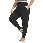ZERDOCEAN Women's Plus Size Casual Yoga Joggers Comfy Loose Workout Lounge Pants with Pockets