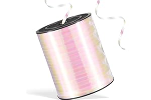 Apeseek 600 Yards Iridescent White Curling Ribbon 1/5‘’ Iridescent White Balloon String with Spool, Thin Balloon Ribbon for Gift Wrapping Crafts Birthday Christmas Baby Shower