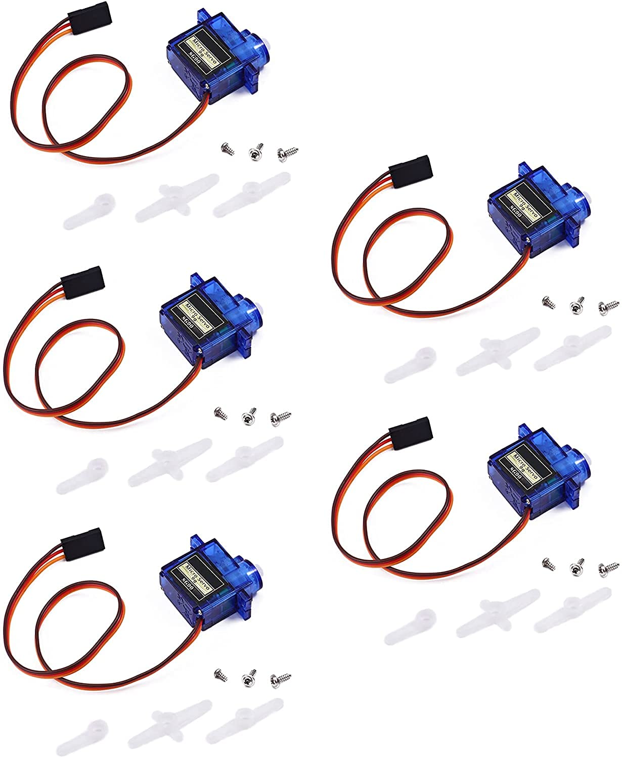 YUNIQUE GREEN-CLEAN-POWER - Micro Servo Motor 9G for RC Helicopter, Airplane, Boat, and Robot | Precise Control | Compatible with Arduino, Raspberry Pi | 5-Pack, Blue, Plastic