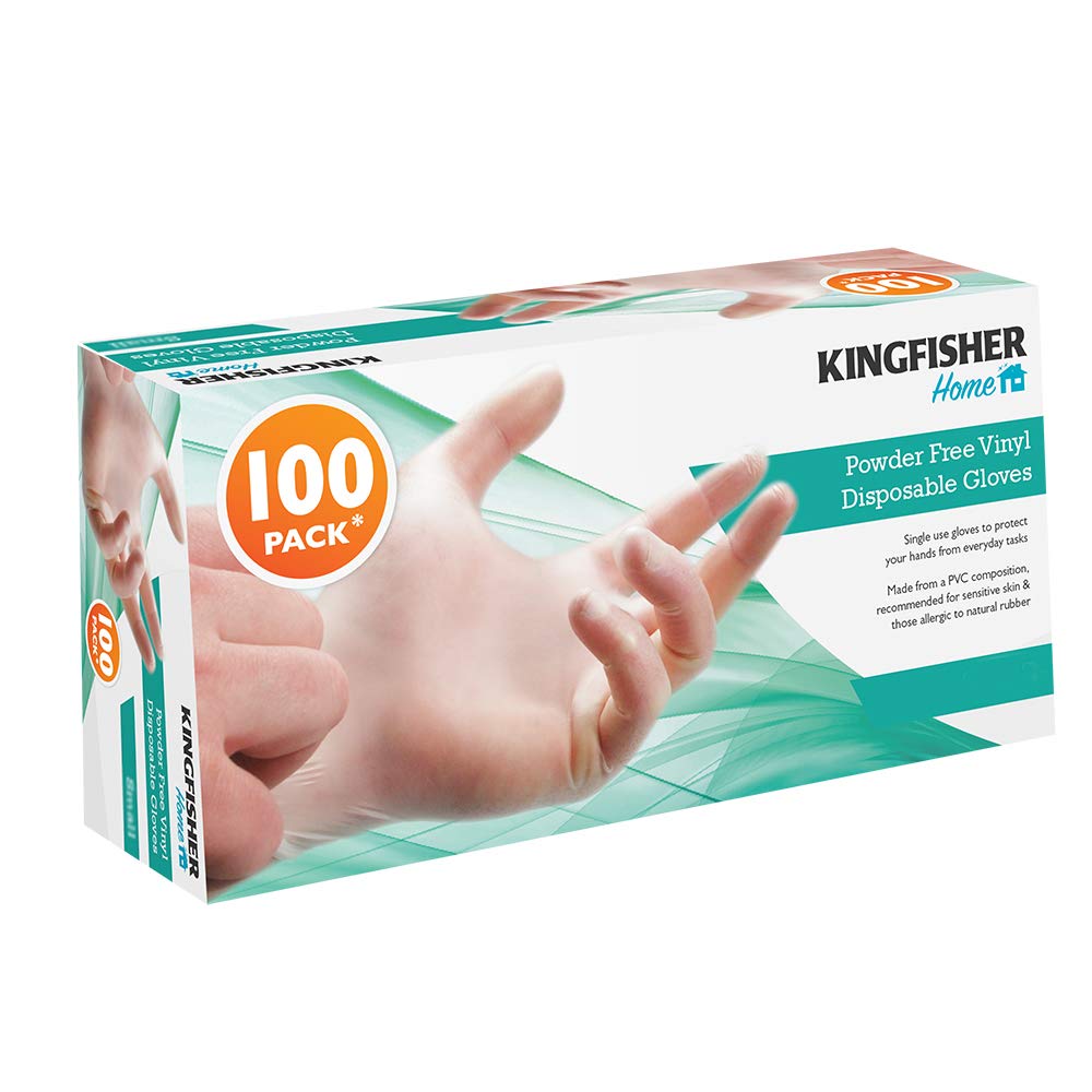 100 Pk Powder Free Vinyl Disposable Gloves - Large