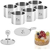 Guowall 6pcs Seamless Cake Food Mold Cheesecake Stainless Steel Cooking Mousse Rings 3 Inch Round Pastry Cutter for Baking (I