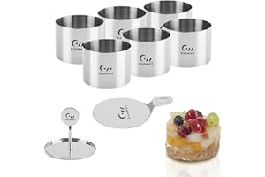 Guowall 6 Pack Seamless Cake Ring Molds Stainless Steel Mousse Rings 3 Inch Round Pastry Cutter for Baking (Includes 6 Rings 