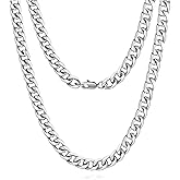 FOSIR Stainless Steel Cuban Link Chain for Men, Silver/18k Gold Plated Necklace Chain for Men, 5mm/7mm/9mm Mens Chains Necklaces, 18"-30"