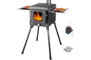 Carivia Wood Stove,Portable Camping Wood Stove,Hot Tent Stove with Sectional Chimney Pipes,Outdoor Tent Stove,Small Wood Burning Stove for Outdoor Camping, Hunting, Cooking, Hiking, Fishing