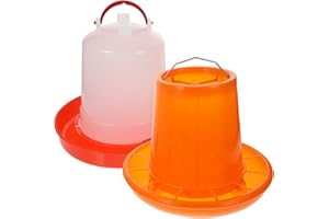 jojofuny 2pcs Chicken Feeder and Waterer Set Thickened Tower Water Bucket 4lb and Thickened Feed Bucket 5lb