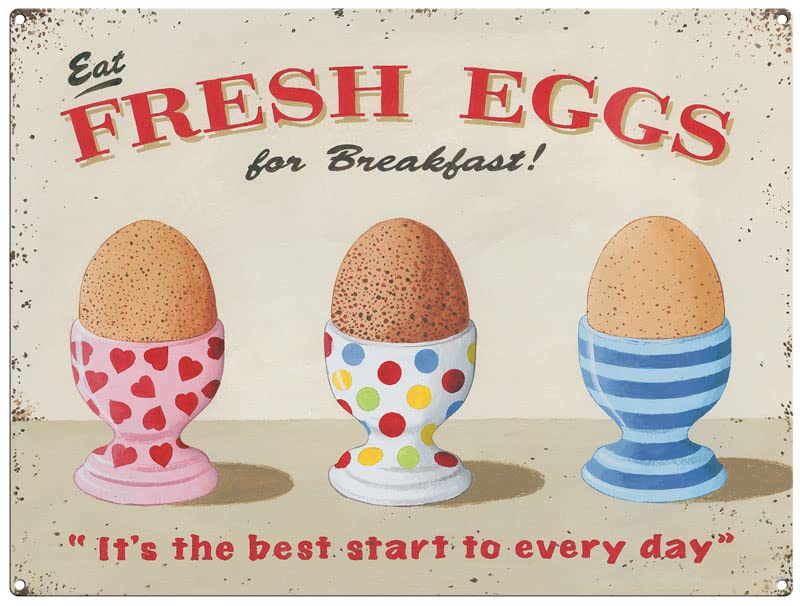 Small (150 x 200mm) Metal Sign - Fresh Eggs For Breakfast