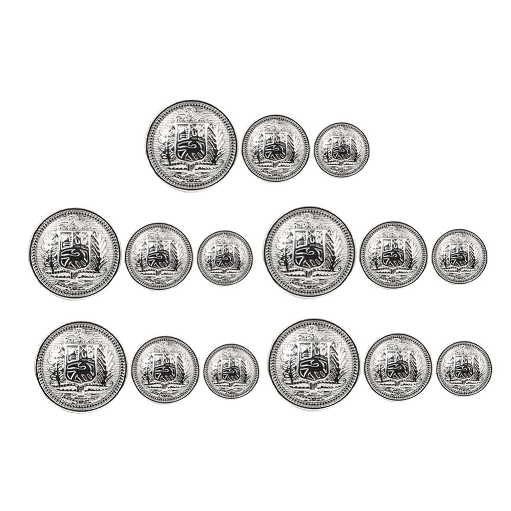 HEALLILY 30Pcs Metal Blazer Button British Style Metal Buttons Decorative Buttons for Coat Blazer Suits Uniform Jacket Silver, 0.5X2.5X2.5CM