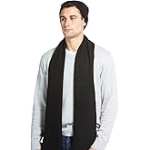 Fishers Finery Men's 100% Cashmere Ribbed Knit Hat and Scarf Set; Gift Box