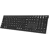 Multi-Device Bluetooth Keyboard, Full Size Ultra Slim Rechargeable Wireless Bluetooth Keyboard Compatible with Windows, Andro