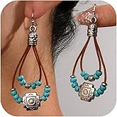 Western Earrings for Women - Turquoise Dangle Country Jewelry Accessories, Lightweight Bohemian Style Music Festival Accessories