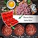Slicktronix Burger Press Premium Grade- with Free 100 Patty Paper- Best 6 in 1 Hamburger Patty Maker- Essential BBQ Grill Accessory for Your Home Kitchen- Makes Perfect Patties Every Time- Red
