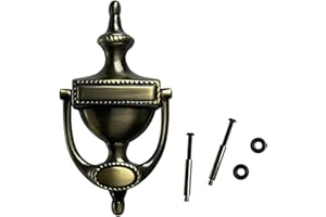 QCAA Solid Brass Door Knocker, Victorian Rope Type, 7-3/8", Antique Brass, 1 Pack, Made in Taiwan