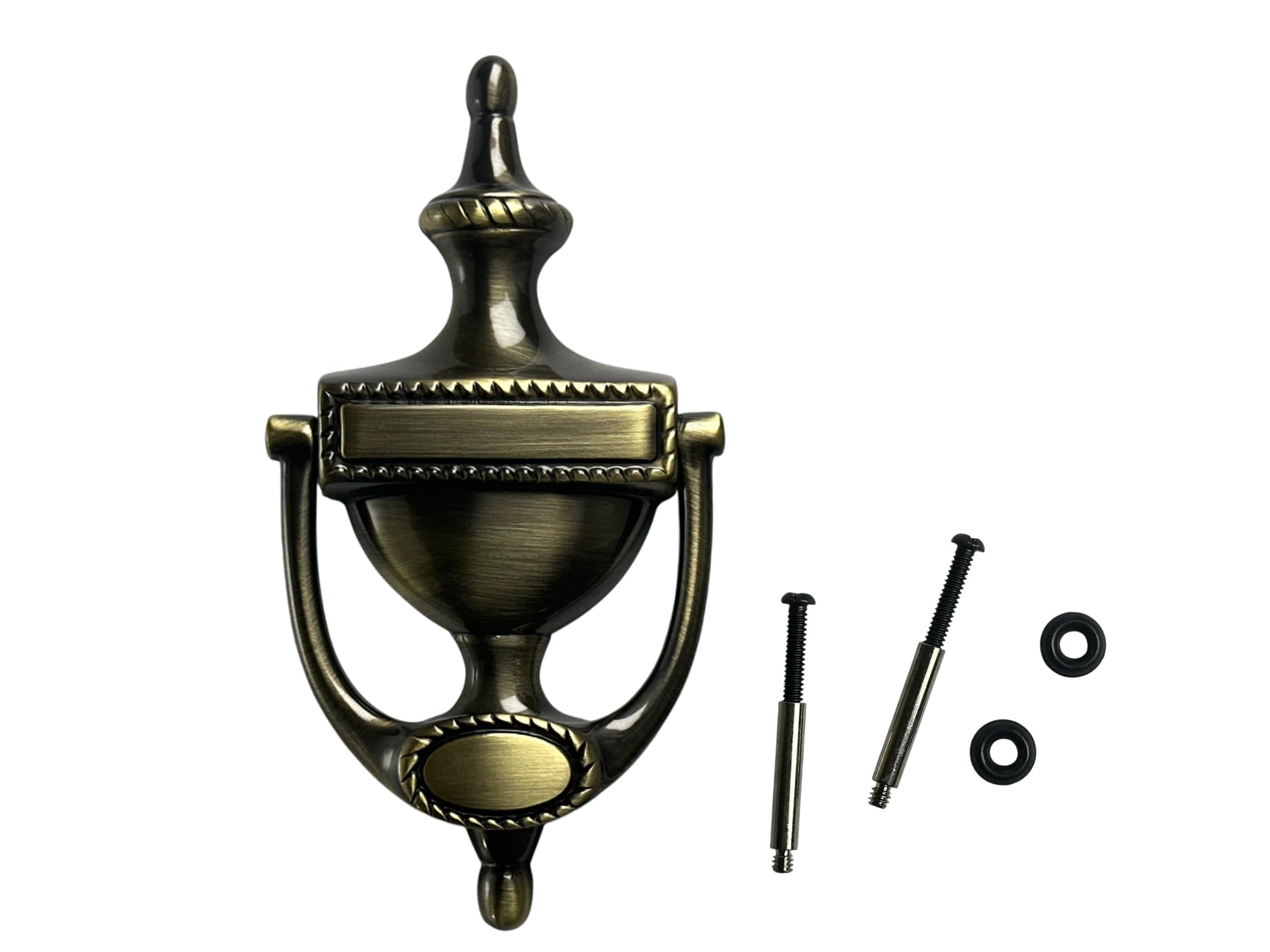 Photo 1 of QCAA Solid Brass Door Knocker, Victorian Rope Type, 7-3/8", Polished Brass, 1 Pack, Made in Taiwan