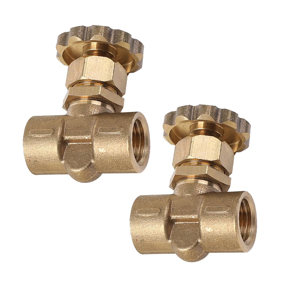 Photo 1 of BesNPT Brass Needle Valve 1/4" Female x 1/4" Female Connection Replacement Control Needle Valve (Pack of 2)