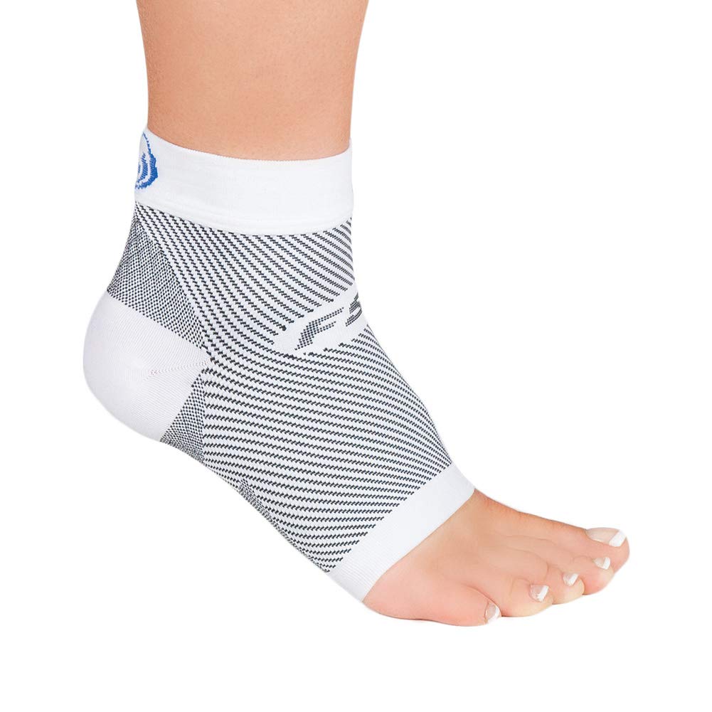 Orthosleeve FS6 Foot Sleeve | Exclusive 6 Zone Compression Technology | Plantar Fasciitis, Heel Pain & Swelling Relief | 1 Pair | 30 Day Guarantee | 24/7 Comfort - Small White