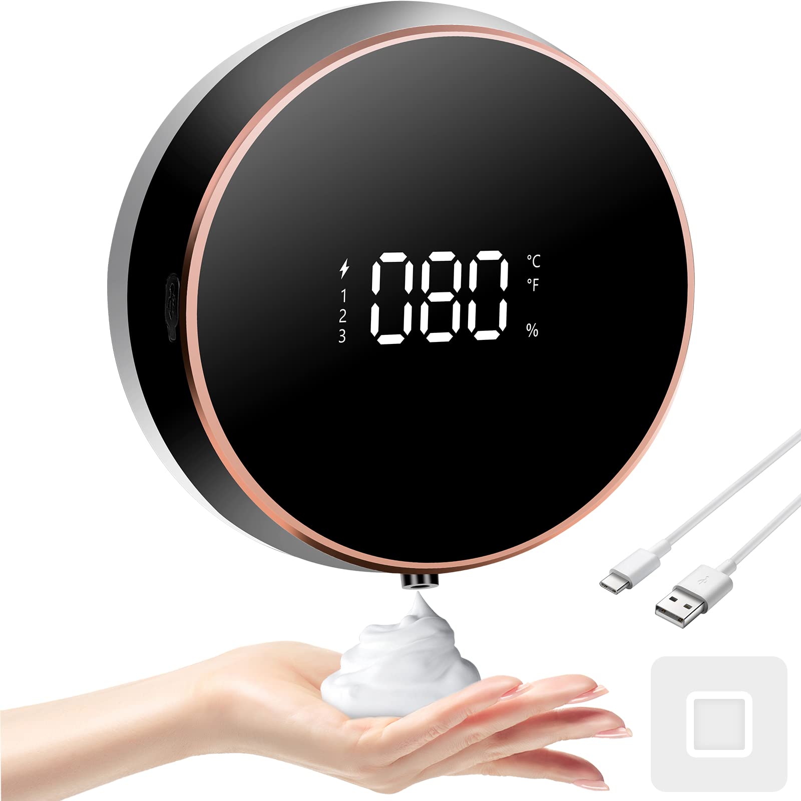 FAYIBUY Automatic Soap Dispenser - 3 Levels Adjustable, 300 ml Wall Mounted Electric Foam Soap Dispenser for Bathroom, Kitchen, Office, School (Black)