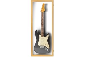 PENNZONI Electric Guitar Display Case - Hardwood & Acrylic Wall Mount, Golden Oak w/White Felt