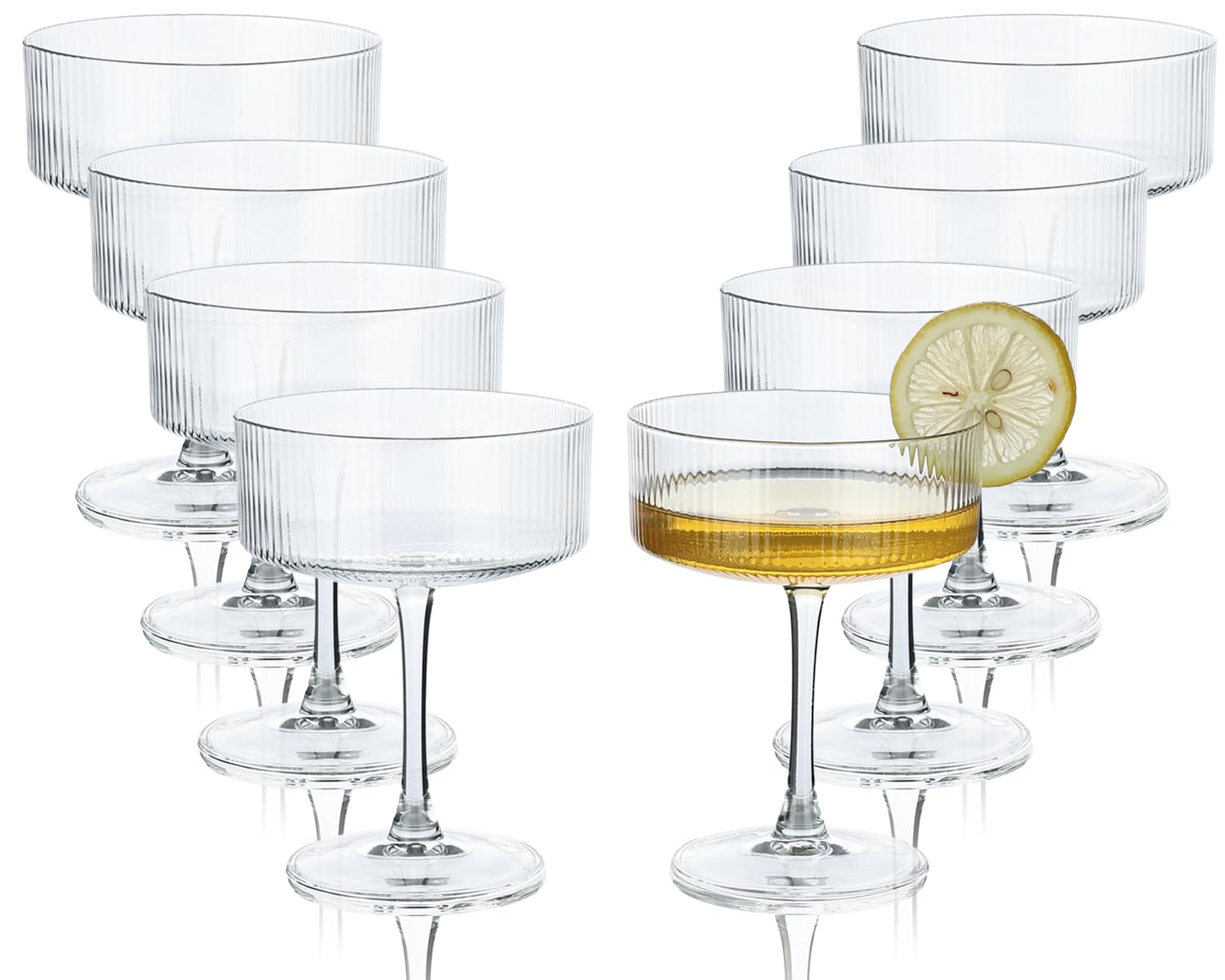 Photo 1 of Soopiiso Martini Glasses set of 8, 10 oz Ribbed Coupe Glasses Champagne Coupe Glasses Set for Wine?Margarita Glass
