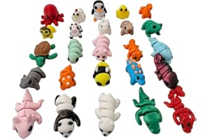 Yonaaclin 25pcs Mini Animal Figurines,3D Printed Animals and Flexible Joints Fidget Toy, with Desktop Decoration,Loot Bag Fil
