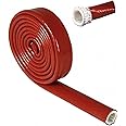 Insulation Heat Shielded Fire Thermo Armor Fire Sleeve Silicone Coated Fiberglass Heat Protection for Automotive Hose Lines & Electrical Wiring（Red 3/8" ID x5FT）