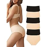 DingLu 6 Pack Women Seamless Bikini Underwear Cheeky No Show Panties Soft Stretch Pack
