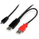 StarTech.com Cable USB Y de 1 pie para disco duro externo - Dual USB A a Micro B (USB2HAUBY1)