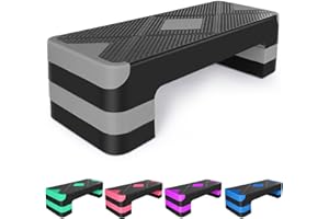 IUNNDS Exercise Workout Aerobic Step Platform Trainer, 27" Fitness Stepper with 4" 6" 8" Adjustable Height Risers for Home & 
