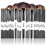 Professional Vegan 32 Piece Eco Makeup Brush Cosmetic Brushes Set Kit Synthetic Bristles with Wooden Handle, with Pouch Case Bag for Foundation, Eyeshadow and More