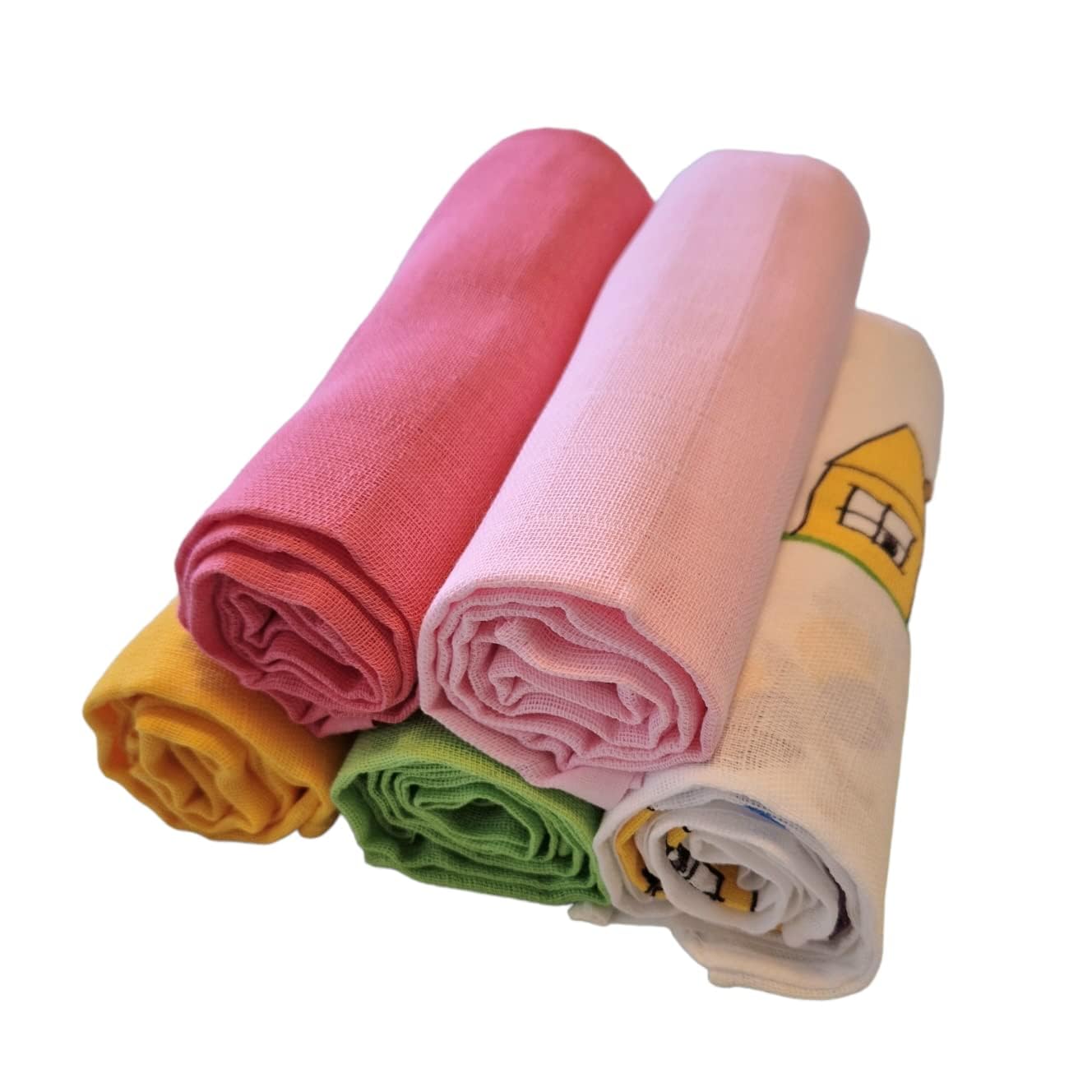 Baby Burp Cloths I Cloth Nappies I Muslin Nappies 80 x 80 cm I 100% Cotton Nappies Set of 5 for Girls