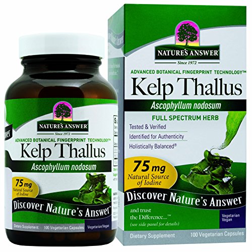 Nature's AnswerKelp Thallus 100-Capsules | Supports Thyroid Health | Natural Source of Iodine | Gluten-Free, Non-GMO, Vegan | Single Count