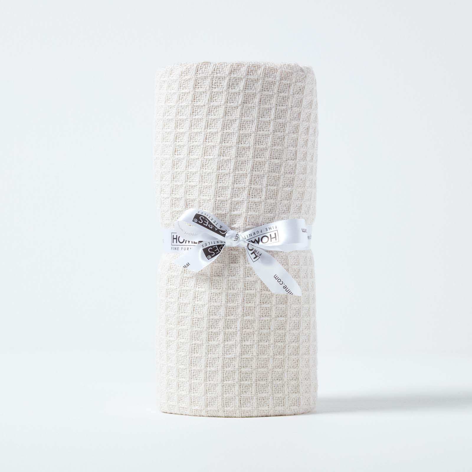 HOMESCAPES - 100% Organic Cotton Waffle Throw - Natural - 125 x 150 cm - Super Soft Combed Cotton
