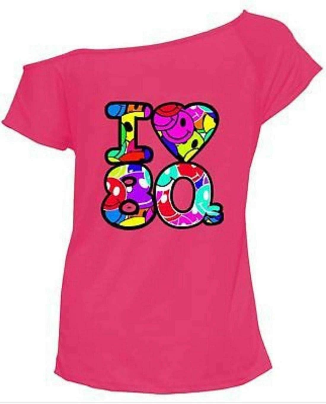 Style Wise Fashion Womens I Love 80s Fancy Dress Top Ladies Retro Parties Pop Star Tee T Shirt Top 1980s Party Top Hen Night Stag Do