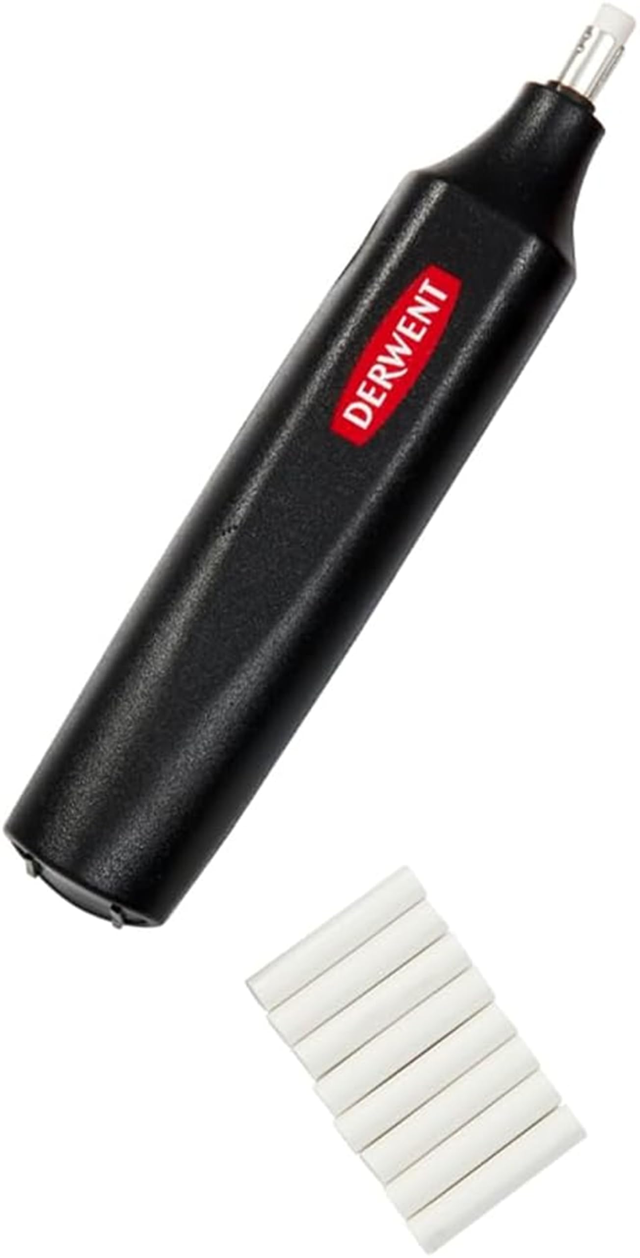 Derwent Battery-operated eraser pen, includes 8 spare erasers, suitable for graphite, colored and pastel pencils, professional quality, 2301931, black