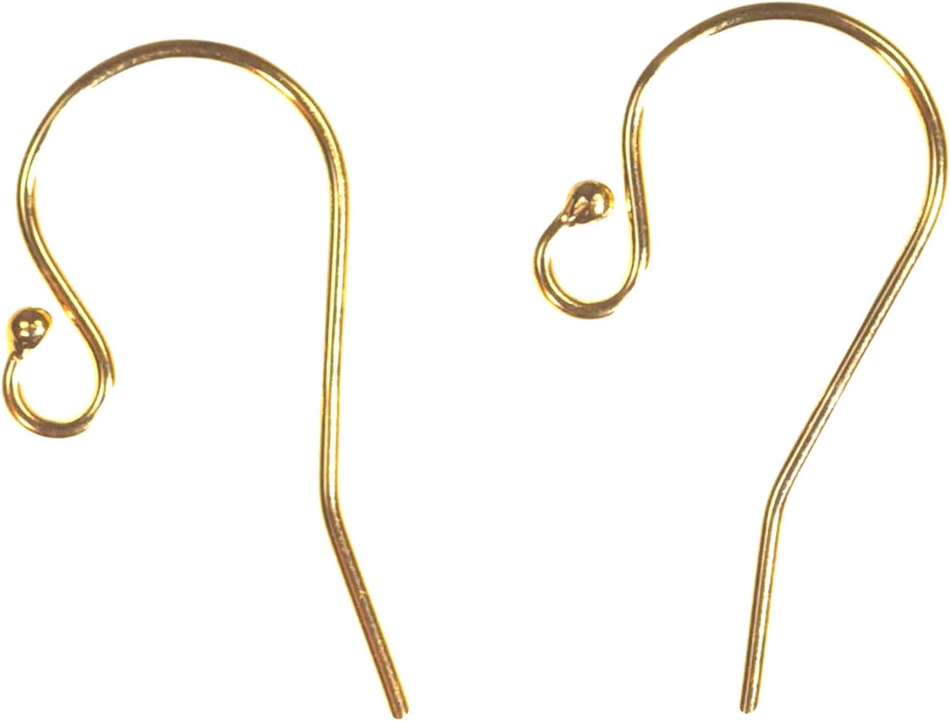 6 Pairs 14k Yellow Gold-Filled Ball End Ear Wire 11.5x20.0mm (0.66mm)