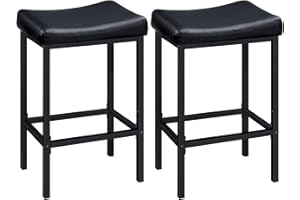 HOOBRO Bar Stools, Set of 2 Bar Chairs, Counter Height Stools, Saddle Stools with Curved Surface, Kitchen Stools, 63 cm, 6 cm