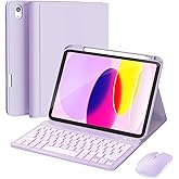 RAYMCRAFT for iPad 11th (A16, 2025) / 10th Generation Case with Keyboard, Mouse and Detachable Wireless Keyboard, 7-Color Backlight, Slim Case with Pencil Holder, Light Purple