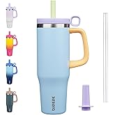 BJPKPK Insualted Tumblers with Handle and Straw 40oz Stianless Steel Travel Coffee Mug Thermal Cups with Lid,Blue