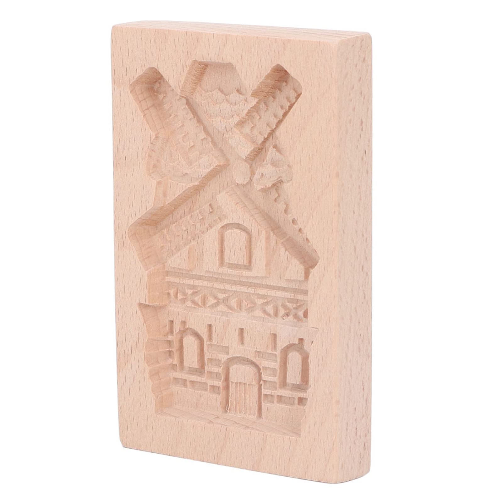 Wooden Cookie Mould, Cute Shape Smooth Surface Easy to Clean Beechwood Biscuit Mould Reusable for Cooking (Windmill)