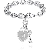 TONY & SANDY Initial Charm Bracelets for Girls Women Stainless Steel A-Z Bracelet Personalized Gifts Birthday Graduation Easter Christmas Stocking Stuffers for Teens Girls Women Jewelry