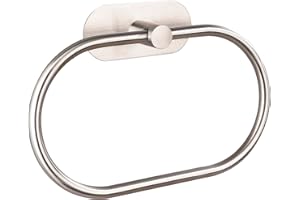 Eolax Towel Bar/Bath Towel Ring, Self Adhesive Hand Towel Ring for Bathroom, Stainless Steel Sticky Hand Towel Holder, No Drilling Modern Round Towel Hanger Wall Mounted (Brushed Nickel)