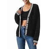TQD Cardigan Sweaters for Women Lightweight Open Front Button Up Knit Cardigans Tops Striped Trim Sweater Jackets 2026 Trendy