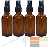 Zkupanx 4-PACK 2oz Amber Small Glass Spray Bottles, Fine Mist Travel | Refillable, Empty Mini Spray Bottles Atomizer for Perfume, Face, Hair, Plants, UV Protection, Leak-Proof Portable Travel Size