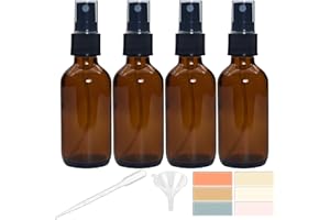 Zkupanx 4 PACK 2 oz Amber Small Glass Spray Bottles, Empty Spray Bottle for Hair, Plants, Perfume - Fine Mist, 2oz Mini Spray Bottle