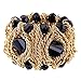 KAYMEN FASHION JEWELLERY 18k Gold Plated Copper Chains and Crystal Stone Knit Charm Bangles Bracelets for Women 4 Colors (Black)