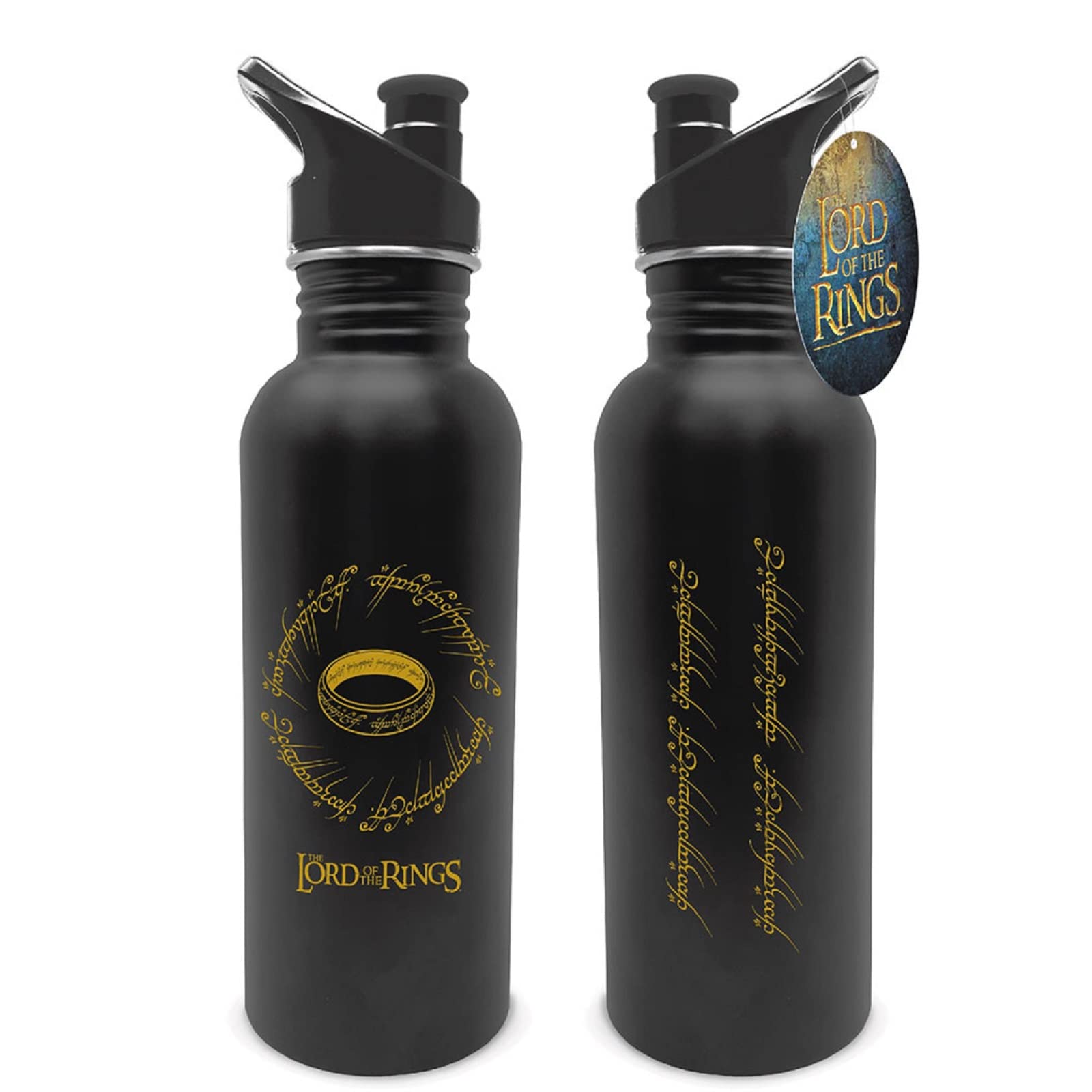 PYRAMID International The Lord of the Rings Water Bottle (One Ring Design) 19oz Insulated Metal Water Bottle- Official Merchandise, Black